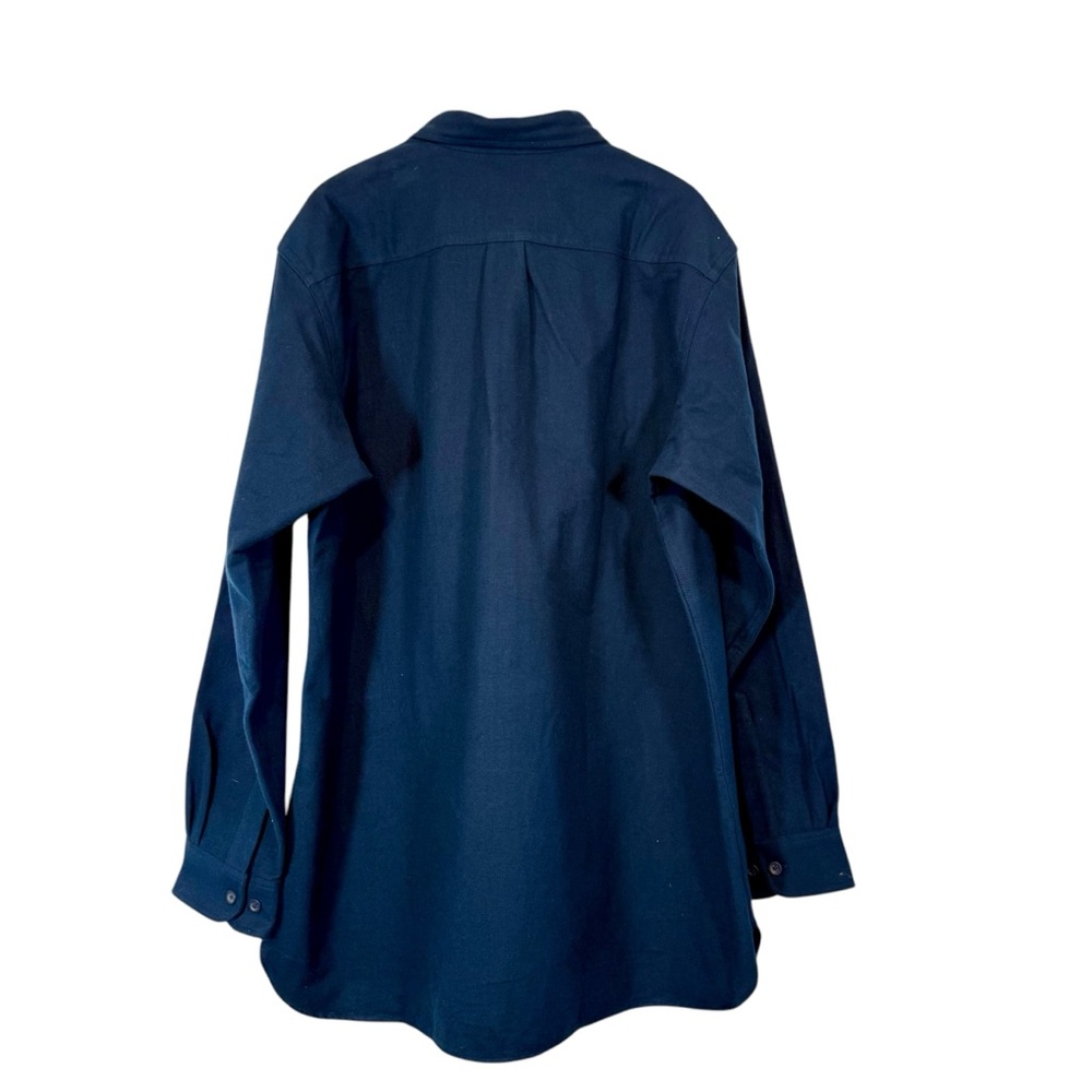 LL Bean Chamois Cloth Shirt XL Tall Traditional Fit Patch Pocket Flannel Navy - Picture 3 of 10